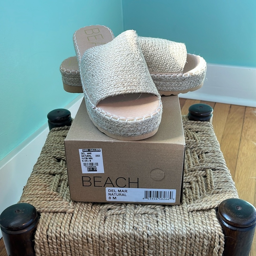 NWT natural Del Mar platform slide sandal